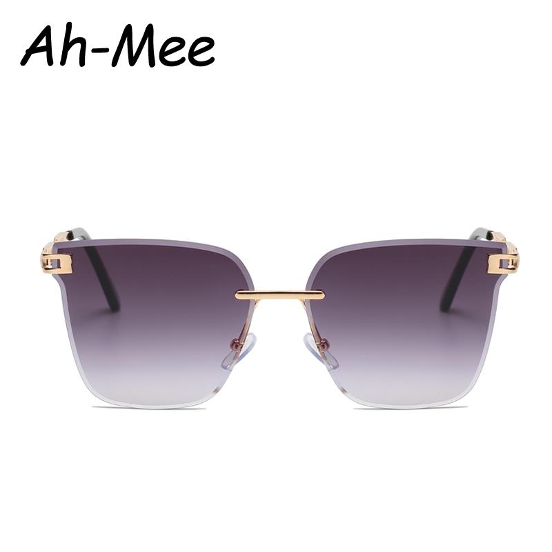 3pcs New Women Rimless Square Sunglasses Chain Leg Design Sun Glasses For Female Alloy Gradient Cutting Lens Eyeglasses UV400