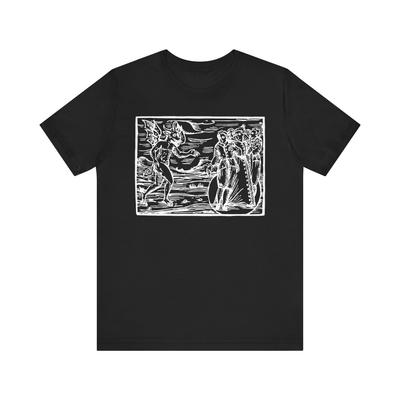 Erwecke den Teufel Mystisches Holzschnitt-Shirt Vintage Voodoo T-Shirt Schwarze Magie T-Shirt Horror Gothic T-Shirt Unisex Kurzarm
