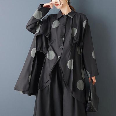 Long Sleeve Oversized Dot Shirts & Blouses for Blouse Casual Spring Autumn Tops Women Button Up Shirt