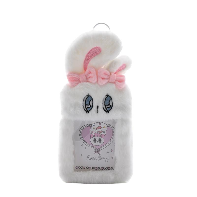 Cute Long-Eared Rabbit Plush Id Card Holder Photocard Holder Idol 3 Inches Photo Display Storage Cover Keychain Bag Pendant Gift