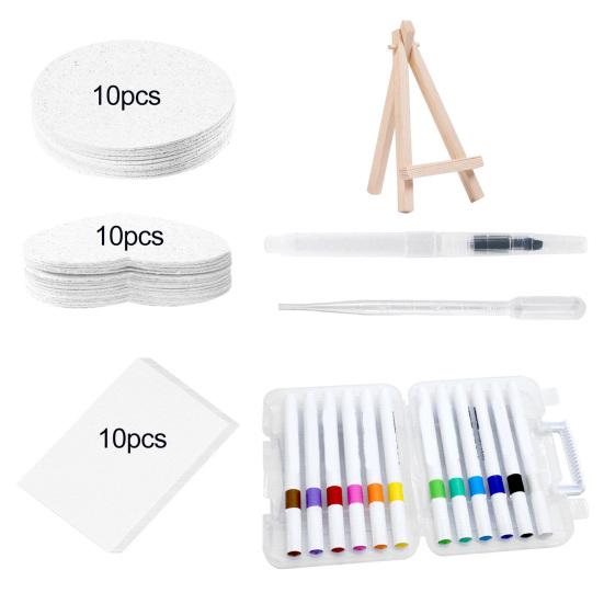 1 Set Foam Texture Paper Kit with Brush Pens 3D Drawing Paper Sheet DIY Art Crafts Supplies White Cellulose Cards Foam Art Painting Paper