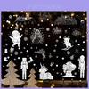 Autocollant statique flocon de neige de Noël avec le Père Noël et un bonhomme de neige pour décoration de fenêtre