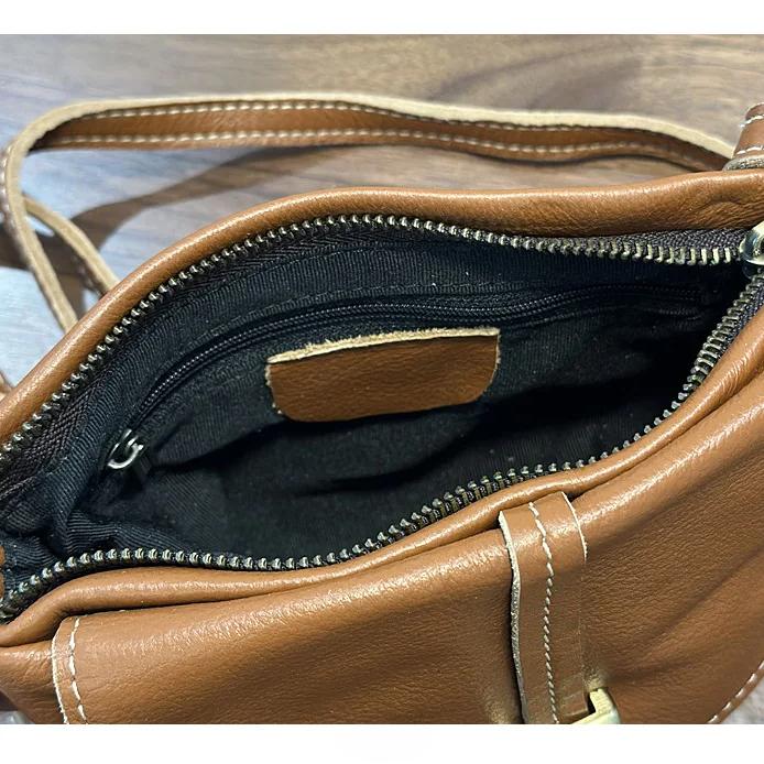 Johnature Retro Genuine Leather Messenger Bag Versatile Lightweight Women Small Bag Commuter Shoulder Crossbody Bags