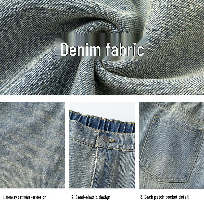 Men's Retro Silhouette Washed Jeans - Autumn High Street Style, Loose Straight Leg Trousers