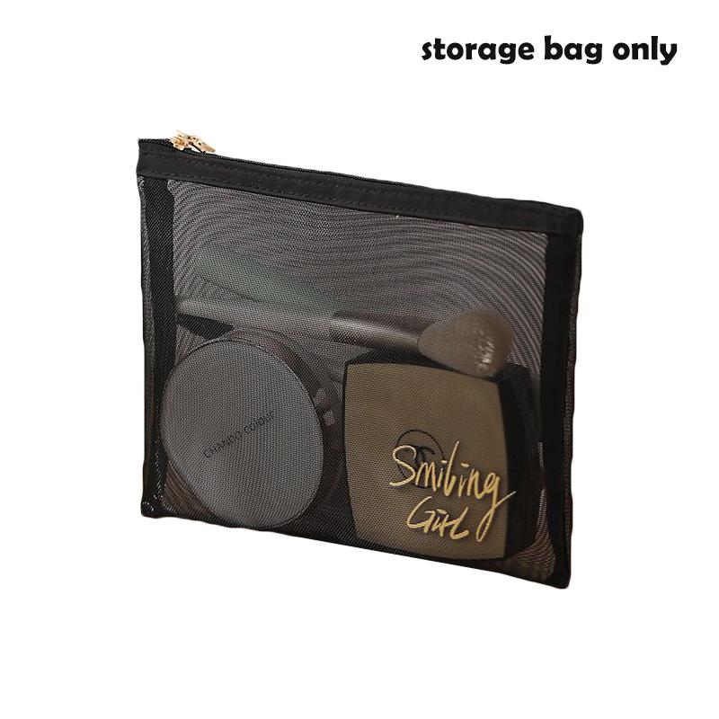 Mesh Bag Cosmetic Makeup Zipper Black Pouch Travel Toiletry Storage Tools Beauty