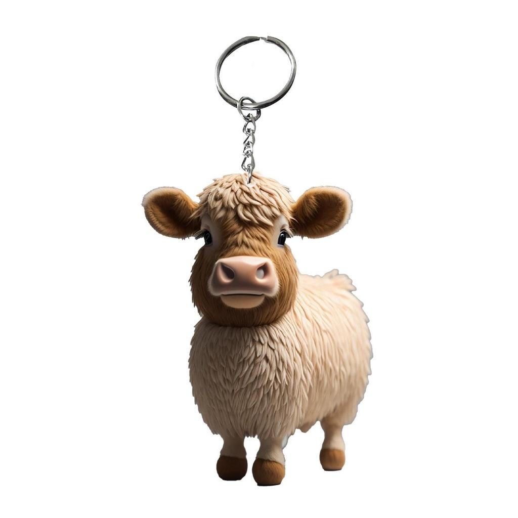 Cow Keychain Cartoon Acrylic Car Keyring Bull Backpacks Pendant Gifts Novelty