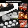 Set of 2 Silicone Ice Cube Tray Large Sphere & Square Ice Mold for Whiskey Cocktails BPA Free Reusable Stackable Easy Release
