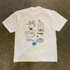 Korean Cute Puppy Doodle Illustration Themed Casual Daily Streetwear T Shirt Unisex Loose Oversized Cotton Summer Graphic Tee