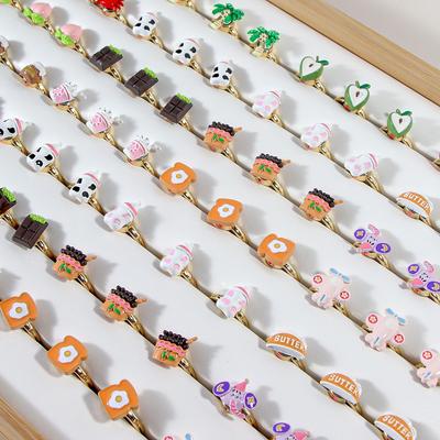 Anel de Desenho Animado Giratório Fofo para Meninas - Liga de Alta Qualidade Presente Infantil