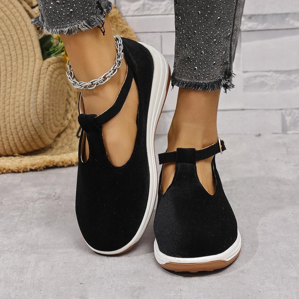 Fashion Women Sneakers Fashion Casual Platform Flat Loafers Buckle Wedge Designer Shoes Round Toe Trend Sneakers Women Zapatos De Mujer