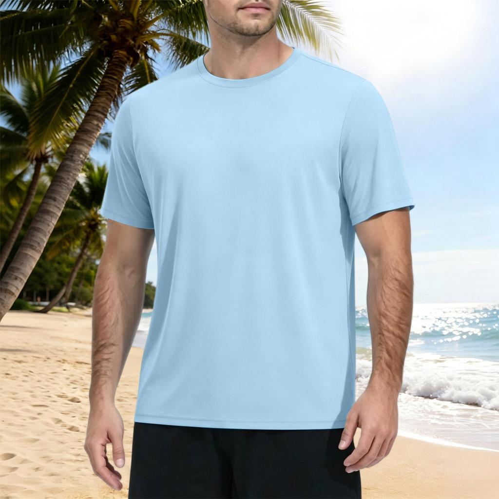 Men's Summer Quick Dry Short Sleeve T Shirt Lightweight Athletic Fitness Top for Outdoor Sports Hiking Running Gym