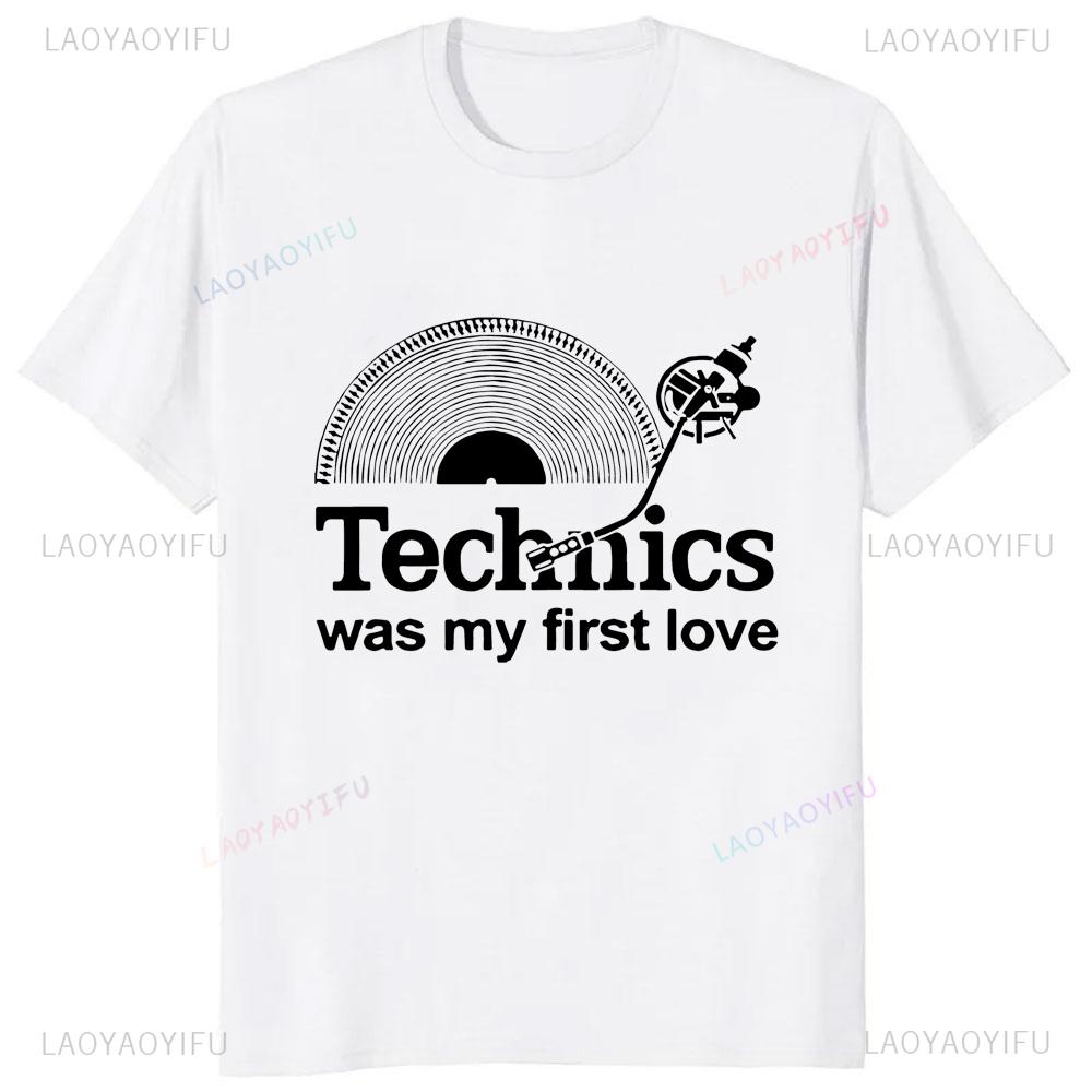 New Arrival Technics Dj Turntable Music House Printed T-shirt Techno Electronic Hip Hop Graphic T Shirts Streetwear Summer Tees