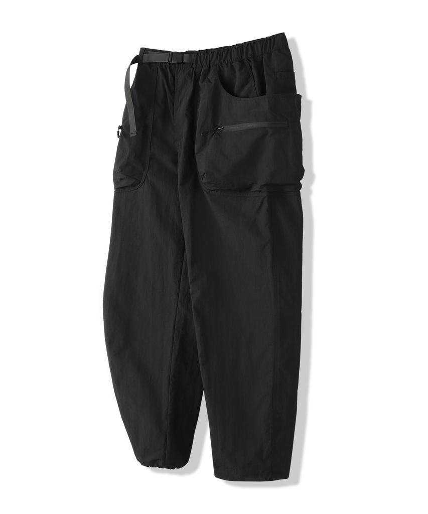 MODERMENT [Nylon] Belted Tech Cargo String Pants [Black]