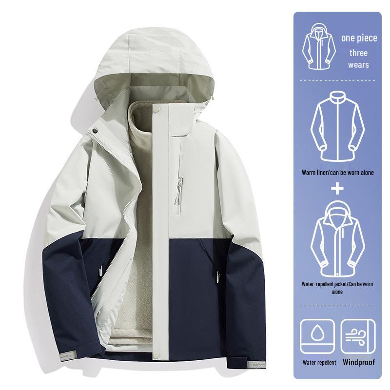 

2024 Уличный горный костюм 3-в-1, ветрозащитный и легкий дождезащитный, для альпинизма, для мужчин и женщин 2XL