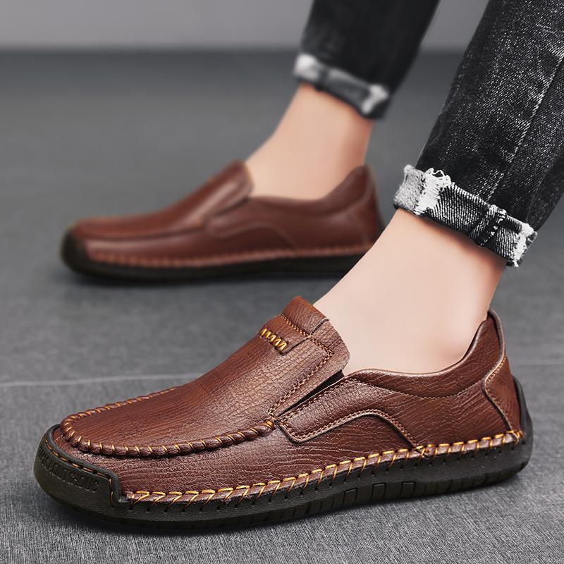 Pánské boty z pravé kůže v retro stylu, velká velikost, ultralehké, ručně vyráběné, ležérní, pánské kotníkové boty