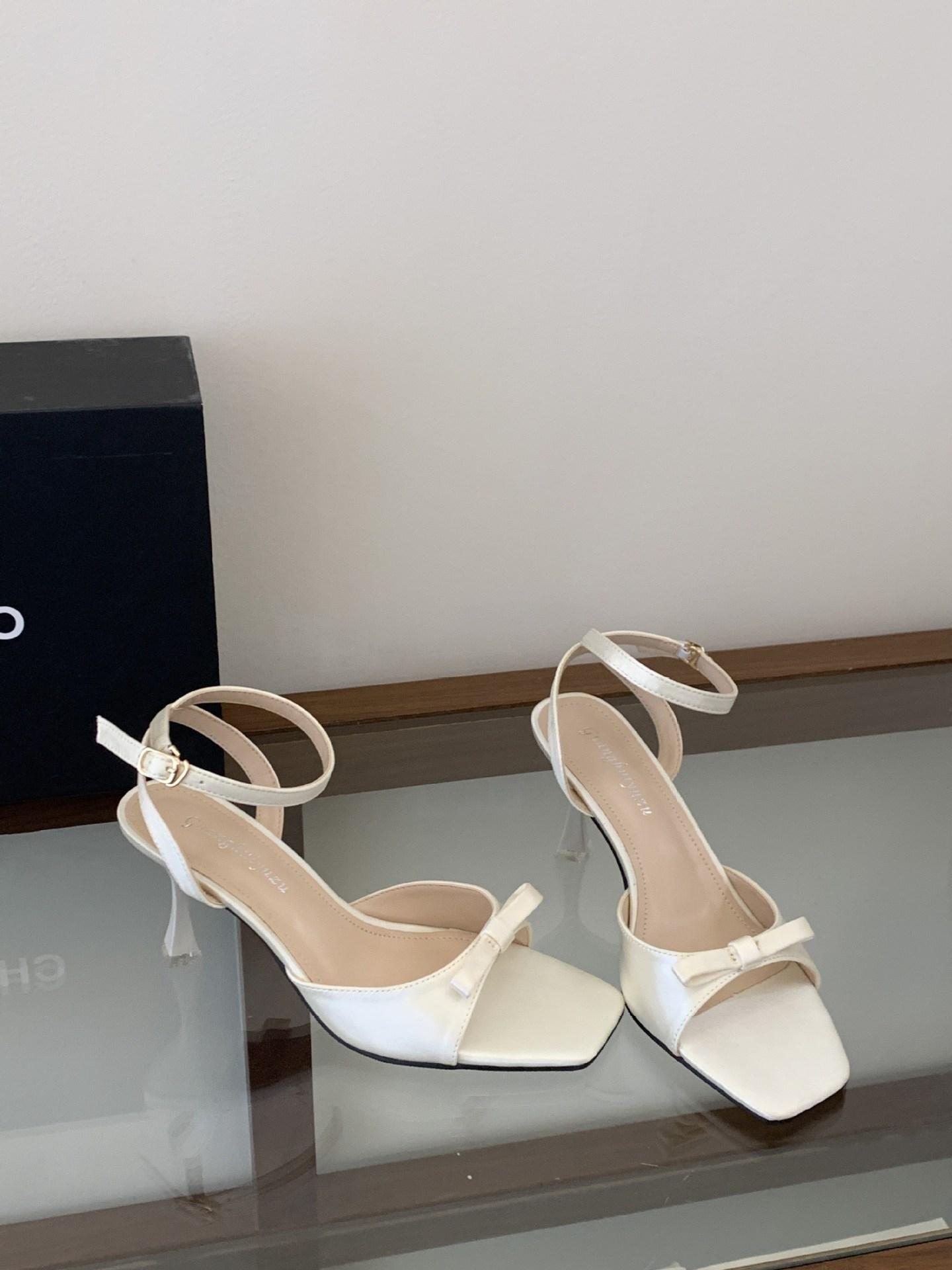 

Ankle Strap Bow High Heel Cool Slippers Stiletto Open Toe Sandals Women S Summer Skirt High Sense 35 бежевый