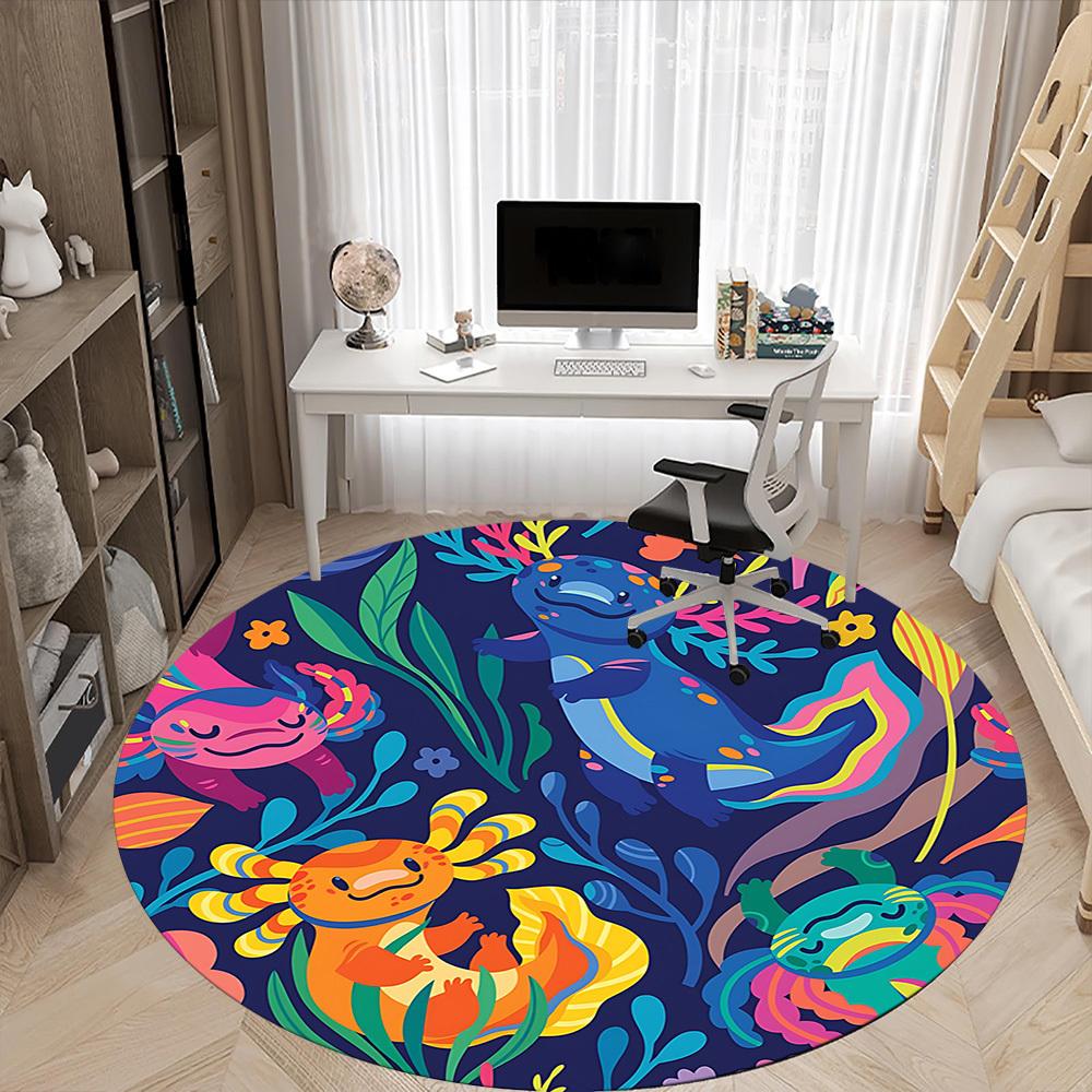 1pc Colorful Mogami Office Round Area Rug, Under Office Chairs Bedroom Living Room Home Decor, Room Deco