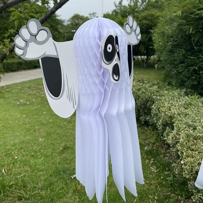 Yousheng Halloween Ghost Decoration Hanging Honeycomb Tissue Paper Ghost Creepy Flying Ghost Ornament for Yard Patio Porch Tree Halloween Party Favors