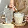 Glacier Pattern Cup with Handle Ins Style High-end Feel, Glass Drinking Cup High Appearance Level Household Juice and Coffee Cup