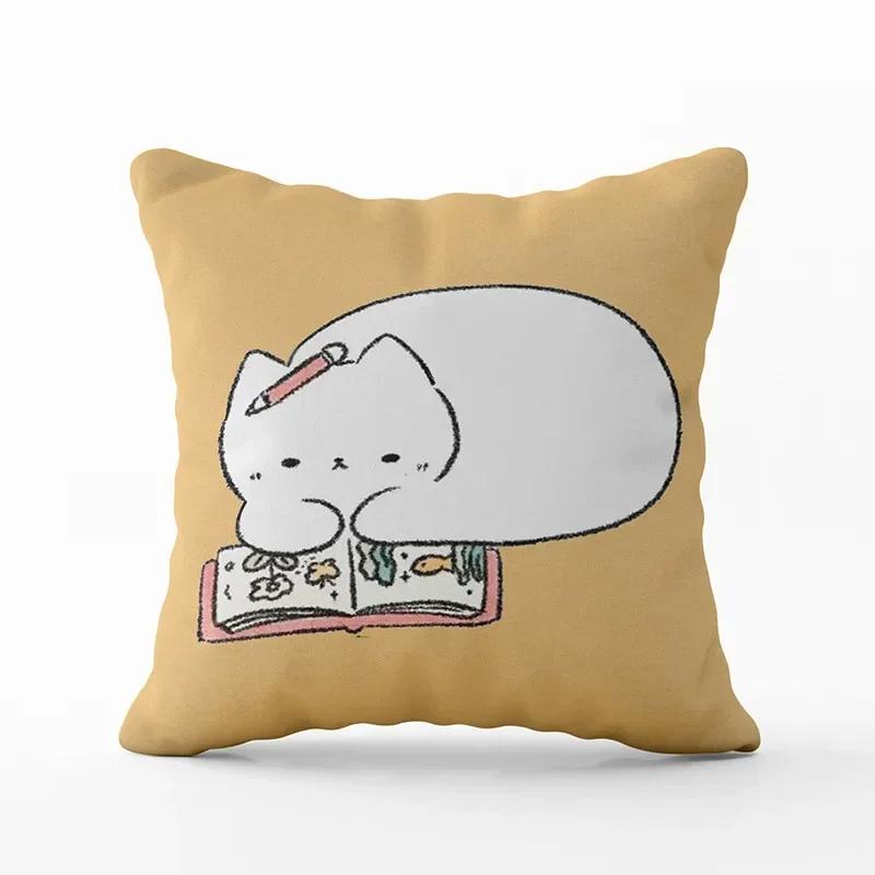 Cartoon Cute Cat Pillowcase Modern Simple Design Home Decorative Cushion Cover For Sofa Car Backrest Square Pillow Covers