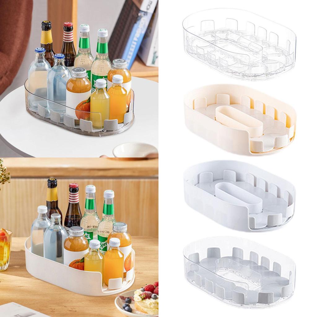 Refrigerator Organizers and Storage Tray, Non Skid Rotating Condiment Holder for Pantry Kitchen Table