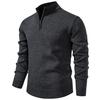 Men Sweatshirt Stand Collar Zipper Half Placket Long Sleeve Pullover Tops Solid Color