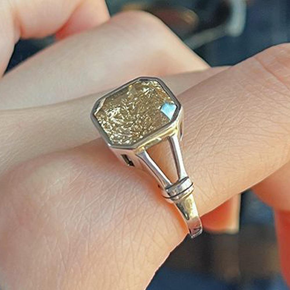 

BF CLUB 925 Sterling Silver Ring For Women Jewelry Yellow Ston Simple Open Vintage Handmade Ring Allergy For Party Birthday Gift resizable