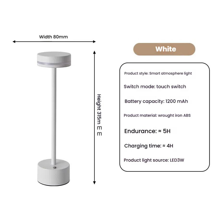 Touch Small Night Light LED Ambient Table lamp 3 Color Stepless Dimming Desk Light For Cafe Bar Restaurant Bedroom Decor Gift