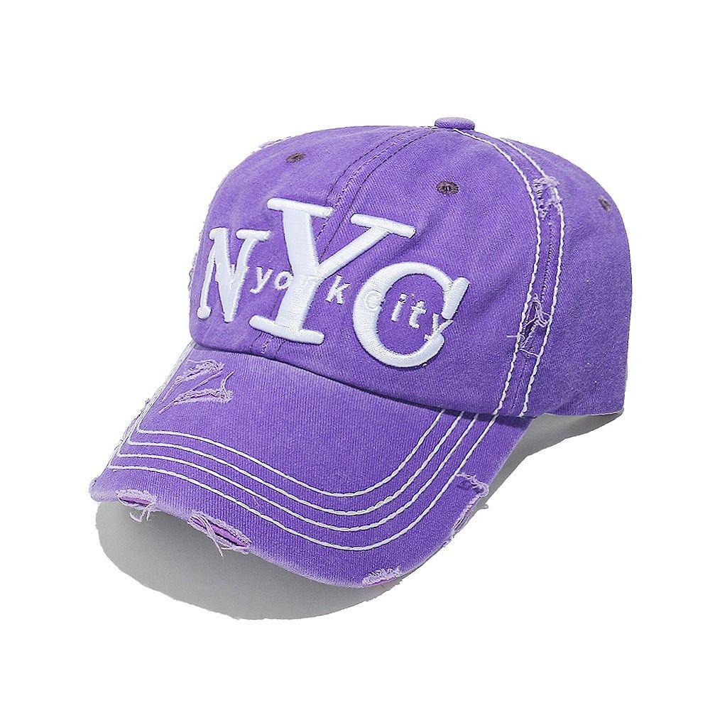 Hole Embroidery Baseball Cap NYC Sun Hat Retro Letter Baseball Hat  Cycling