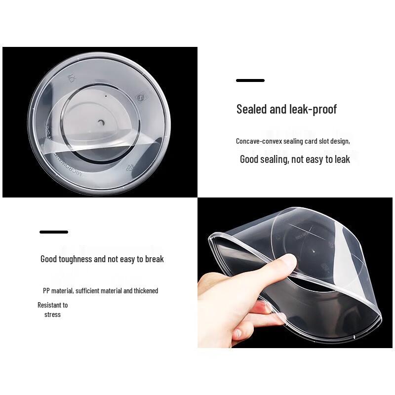 WSM 1000ml Round Disposable Food Containers with Lids