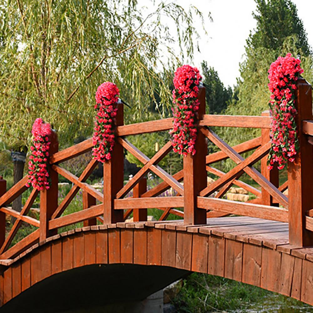 Artificial Hanging Violets Faux Violets with Long Vines for Home Wall Window Box Wedding Outdoor Garden Arch Decoration