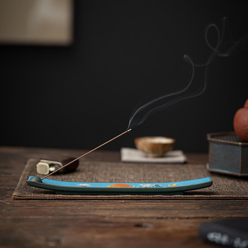 Enamel Ceramic Incense Holder: Antique Style Cloisonné Sandalwood Burner for Tea Ceremony and Home Decor.