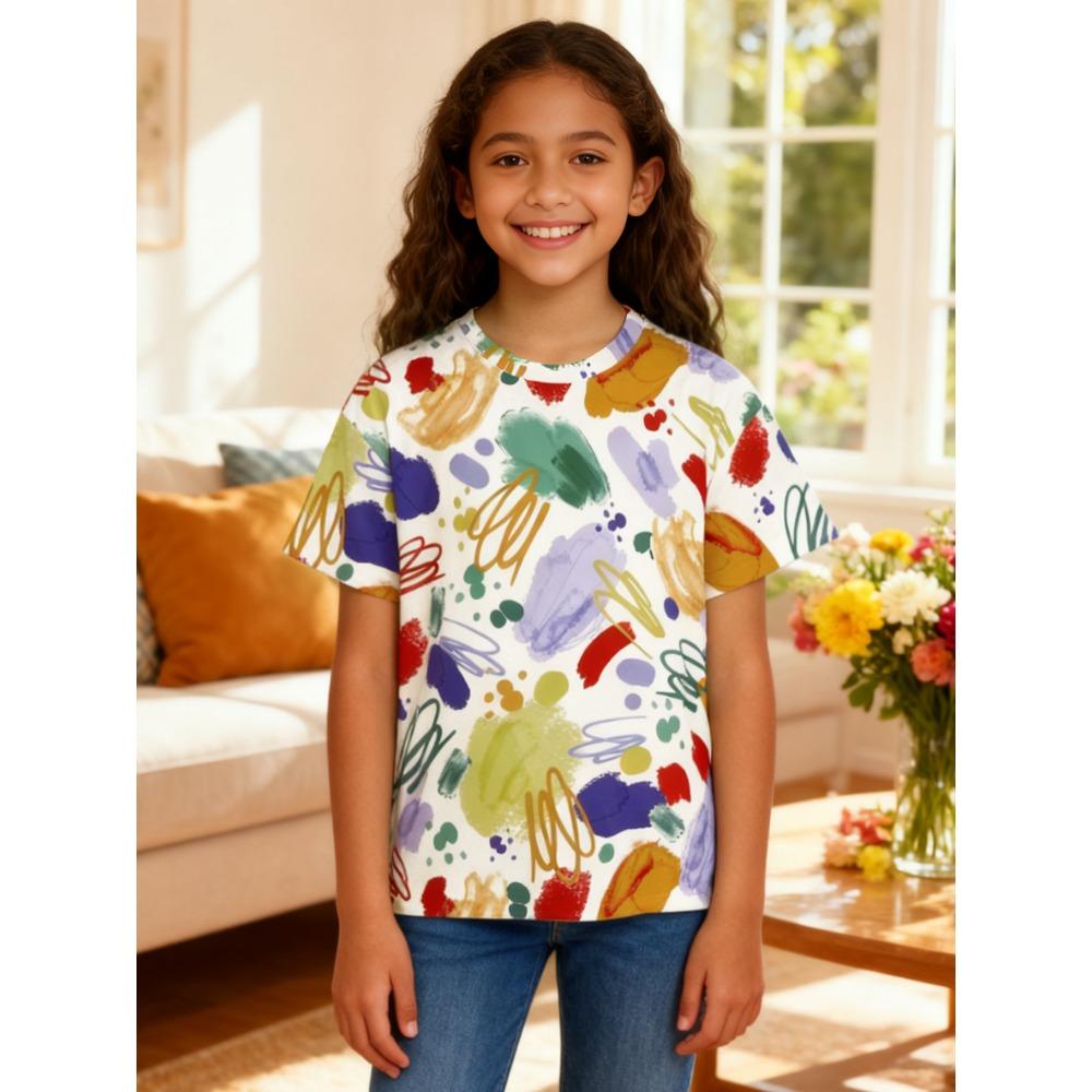 Vibrant hand-painted children s T-shirts, colorful splashing ink, lighting up happy play time 110