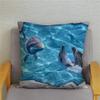 Cushion Cover Ocean Dolphin Pattern Underwater World Print Pillow  Kids Sofa Home Decor