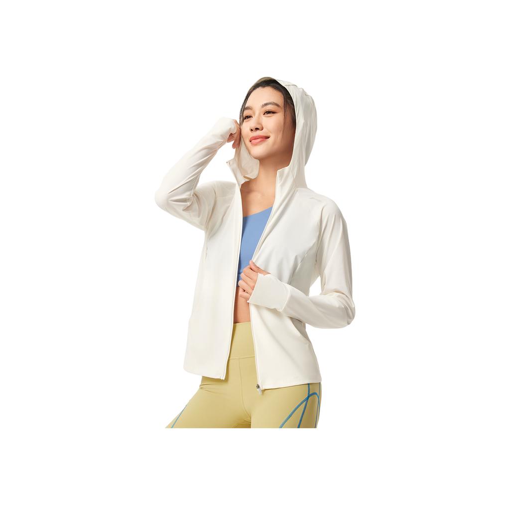 Li Ning Solid Color Simple Versatile Comfortable Windbreaker Women Outerwear Off-White AFDV286-2