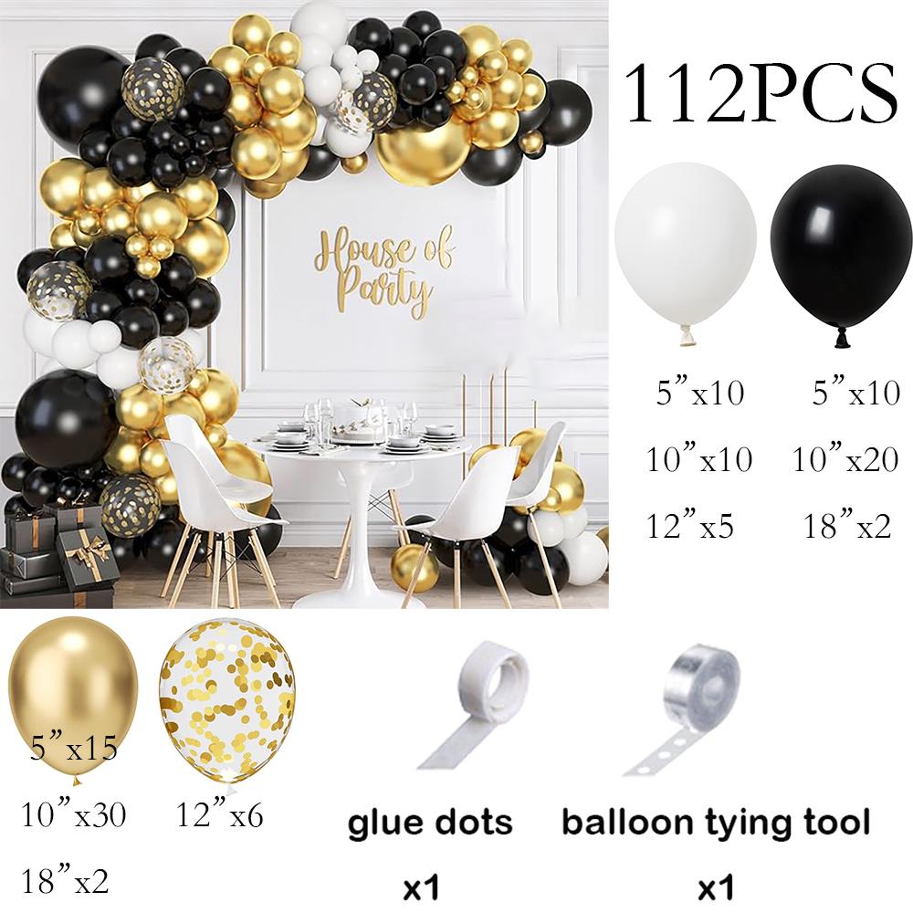 

Black White Balloons Arch Metal Gold Confetti Latex Ballon Garland Kit New Year Baby Shower Wedding Graduation Decoration Globos AS Picture