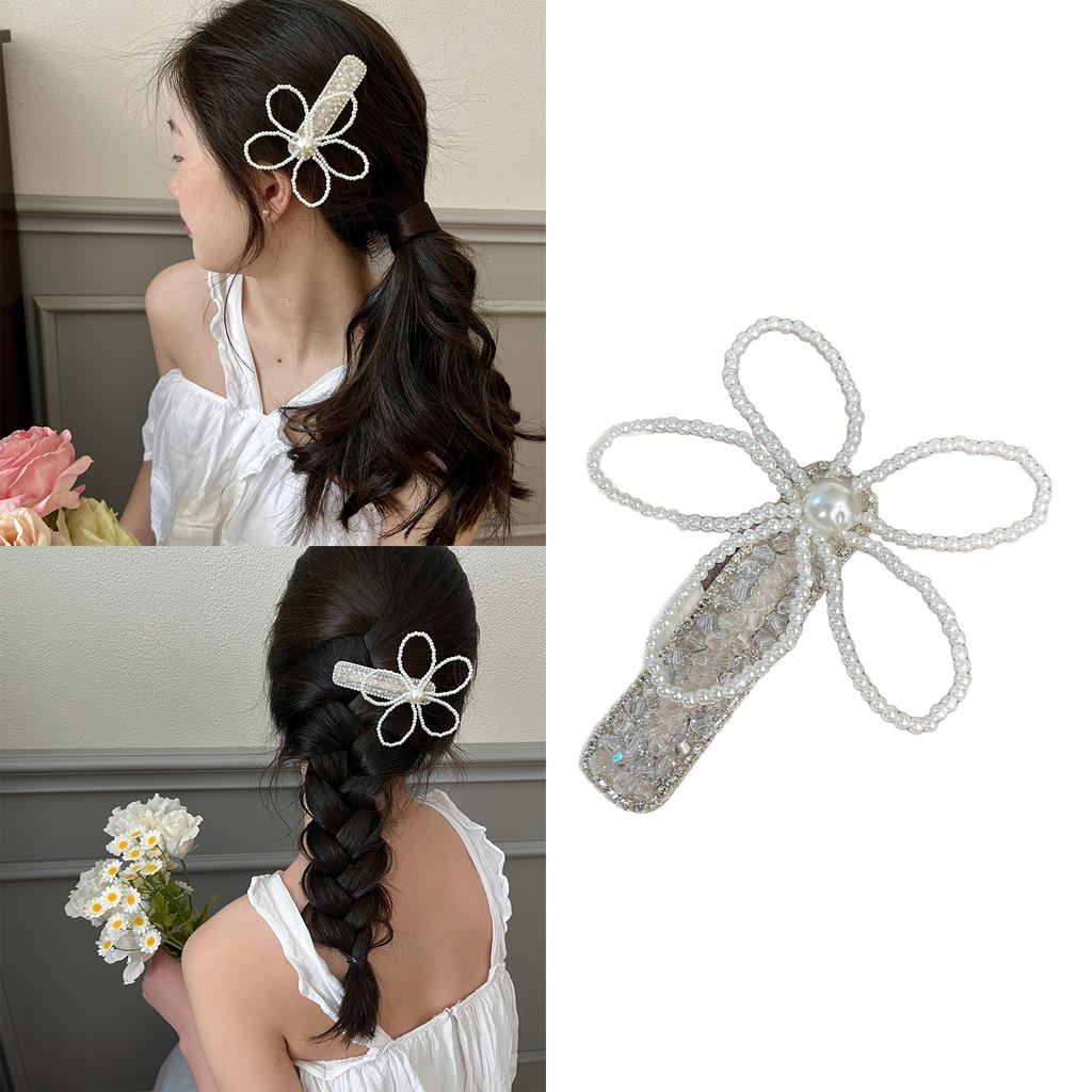1pc Large Flower Pearl Hair Clip Women's Side Hair Accessory Elegant Hairpin Korean Style Hair Accessories