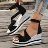 Women's Platform Slip On Sandals, Back Zipper Casual Hollow Walking Shoes, Comfort Wedge Vacation Shoes