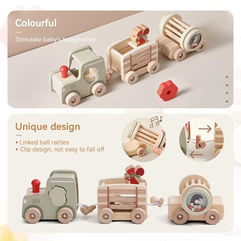 Kids Wooden Rail Train Toy Children Assembled Building Block Toy Newborns Early Educational Aid Toys Montessori Finger Fine Game