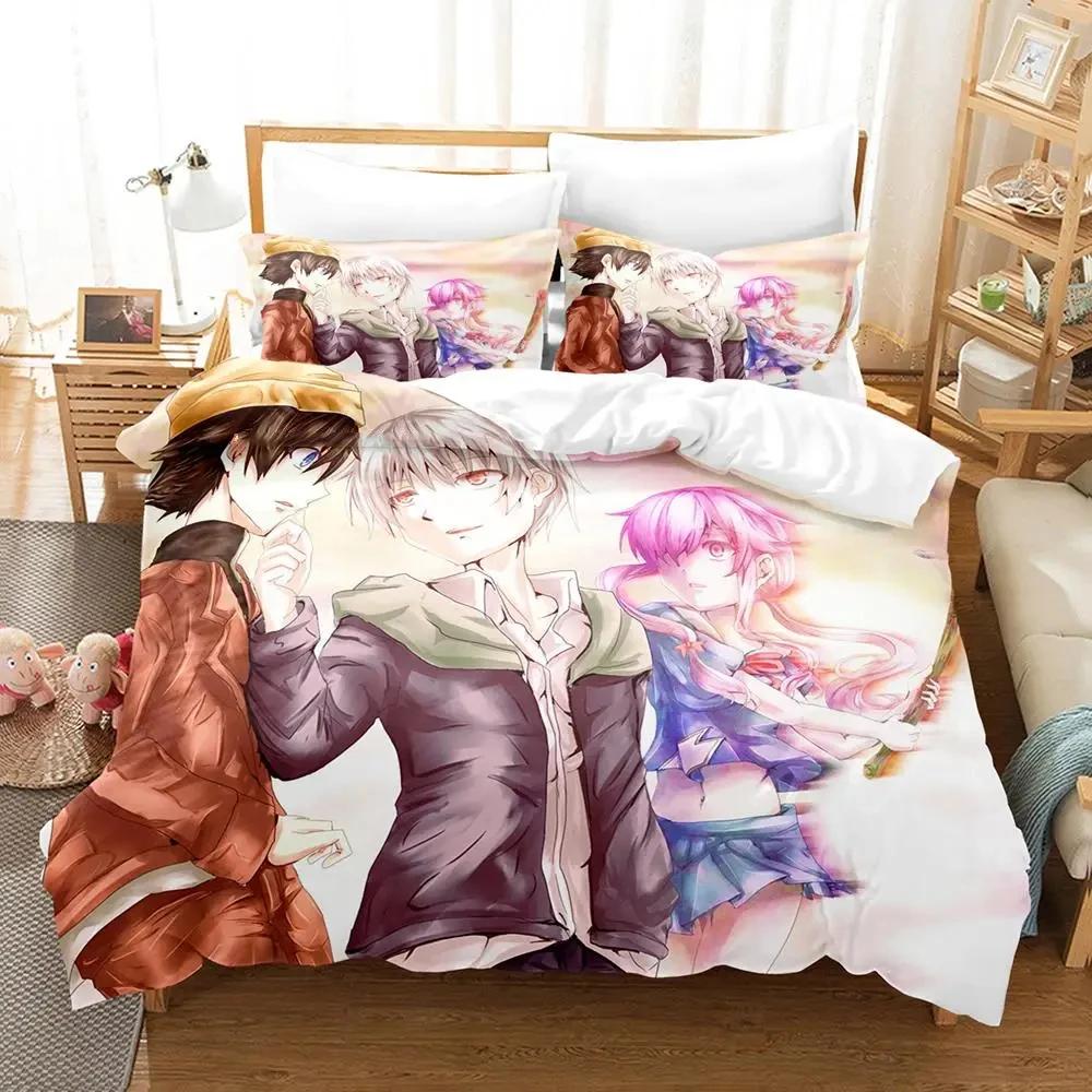 Mode Anime Future Diary Yuno Gasai Bettwäscheset Jungen Mädchen Twin Queen Size Bettbezug Kissenbezug Bett Kinder Erwachsene Heimtextilien