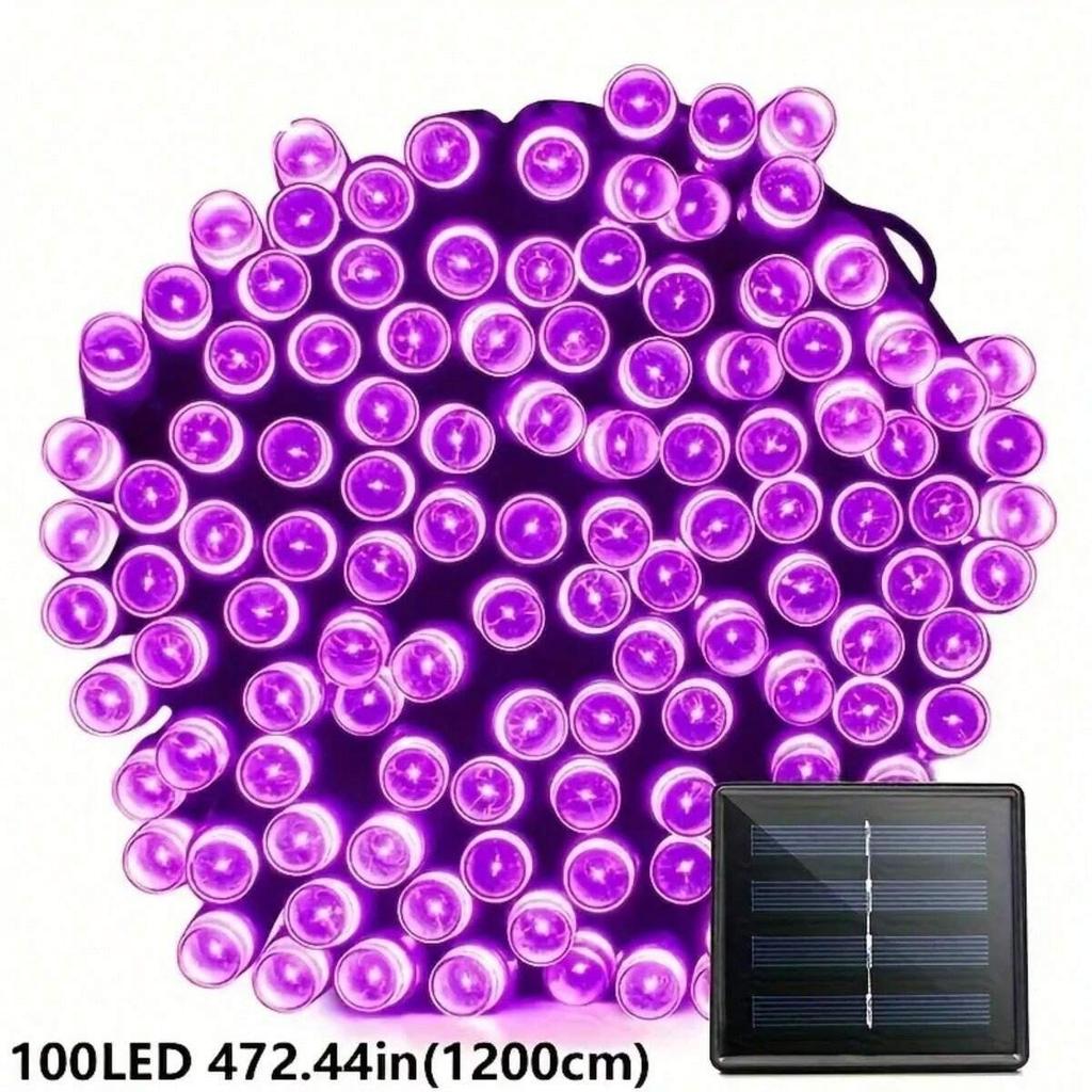 1PC 12M/39.37FT. 100 LED Halloween Solar String Light with 8 Modes Outdoor Waterproof Lamp For Indoor Yard Party Patio Decor