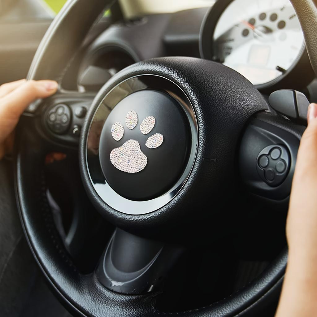 4PCS Diamond studded dog footprints car body stickers