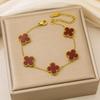 Titanium Steel Lucky Four-leaf Clover Bracelet 13mm Double-sided Non-fading Ladies' Elegant Jewelry