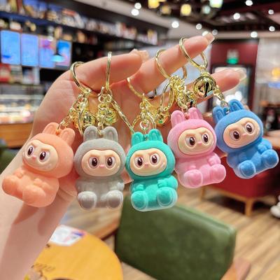 Neuer Beflockter Stoff Schlüsselanhänger Anhänger Niedliche Blind Box Internetberühmte Puppe Schultaschenanhänger