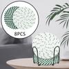 8 Pieces Round Woven Placemat Heat Insulation Pad Rustic Drinking Cup Mat Kitchen with Holder