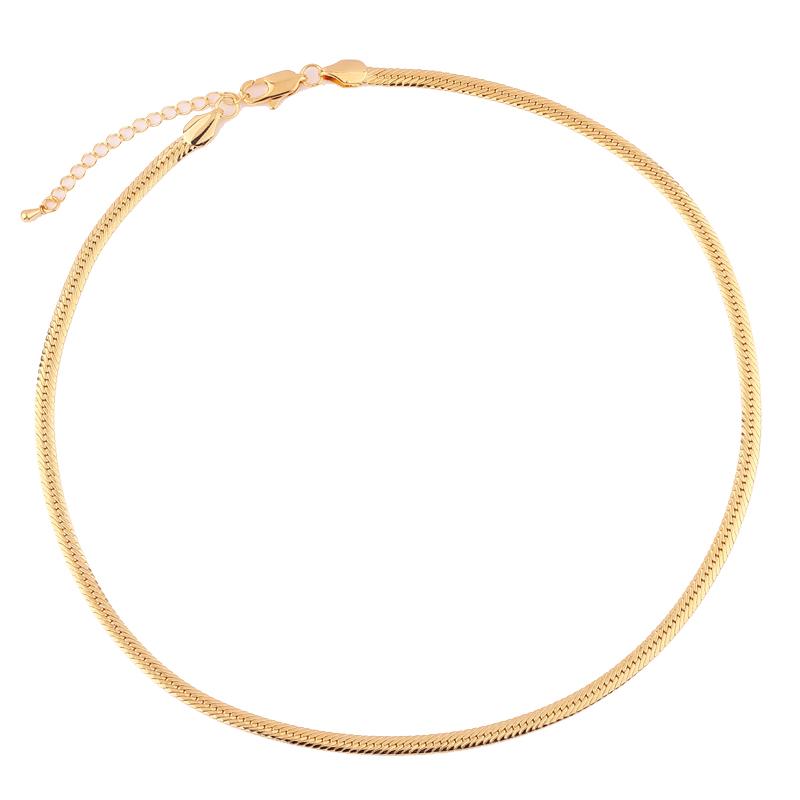 Trendy Street Style 18K Gold Plated Short Herringbone Chain Choker Necklaces For Women Minimalist Gold Chain Snake Necklace золотой