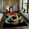 Soccer Ball Pattern Carpet with Player Silhouettes and Retro Design Suitable for use as an anti-slip for living room bedroom sofas