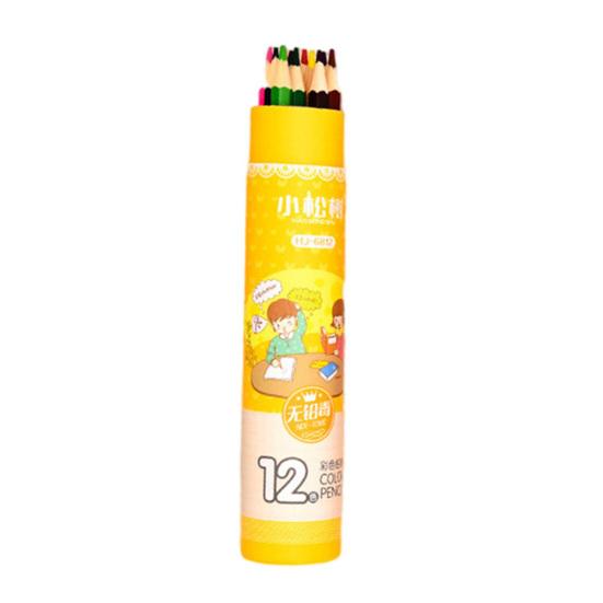 12/24/36/48-Color Cartoon Barrel Colored Pencils Set Lead-free Drawing Pencils for Kids Students Smooth Coloring Portable Art Supplies for School