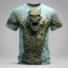 New Halloween Weird Skull Print Casual Crew Neck Short Sleeve Loose T-Shirt