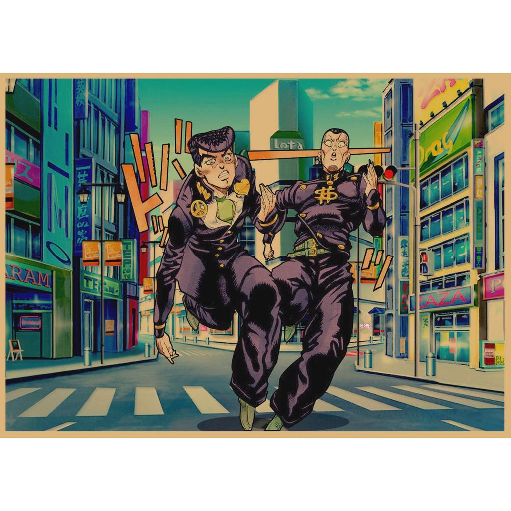 JoJo's Bizarre Adventure Retro Kraftpapier Poster - Japanische Anime Dekoration für Bar, Restaurant oder Café.